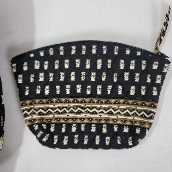Vera Bradley Double Handle Purse Black Brown Zebra Retired + Cosmetic Bag Zip Up - Picture 2 of 11